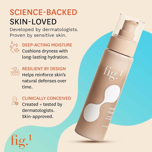Fig.1 Hydrating Facial Cleanser - Gentle Face Wash with Glycerin & Squalane | Fragrance-Free for Sensitive Skin | 3.4 oz Refillable Bottle