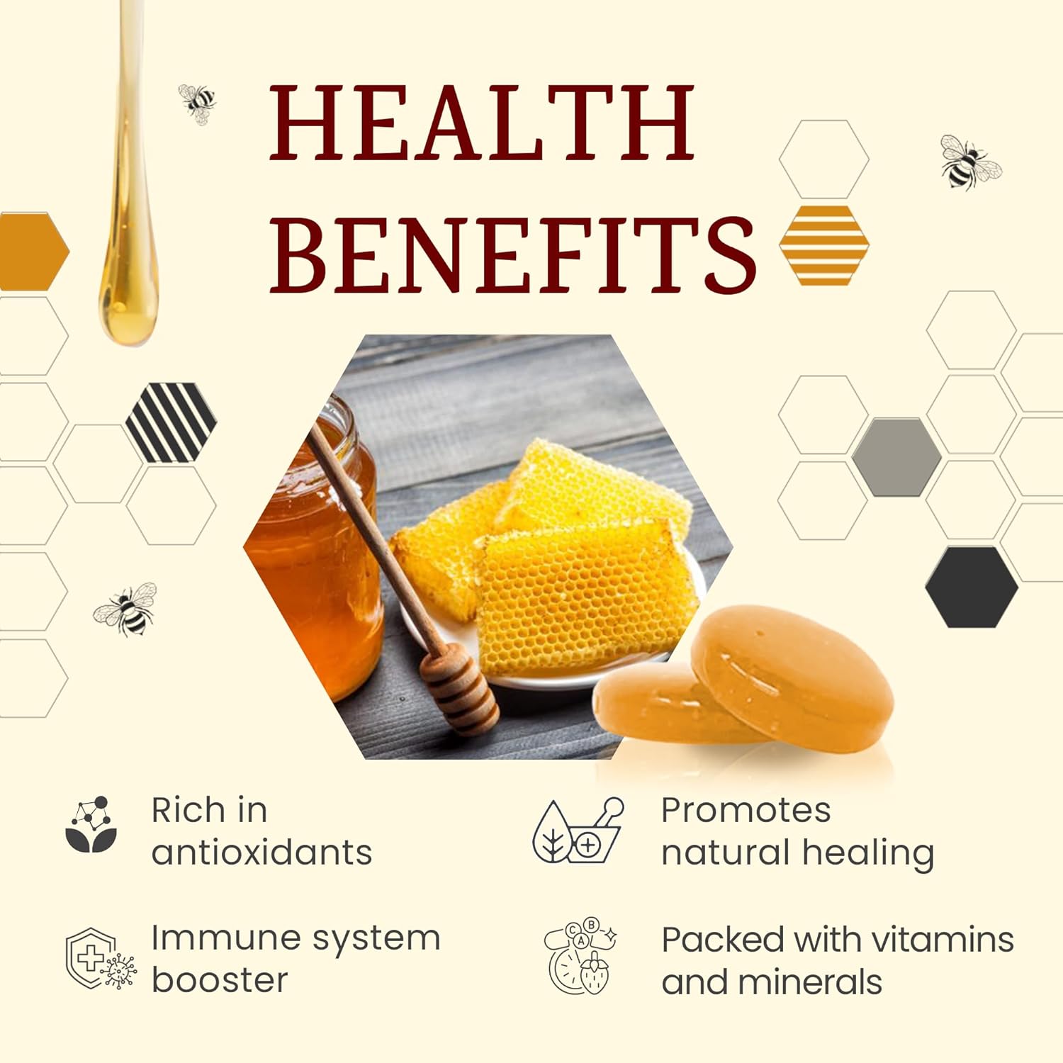 Wellbee's 100% Pure Honey Candy - Natural Cough Drops - Healthy & Paleo Friendly - 20 Pack