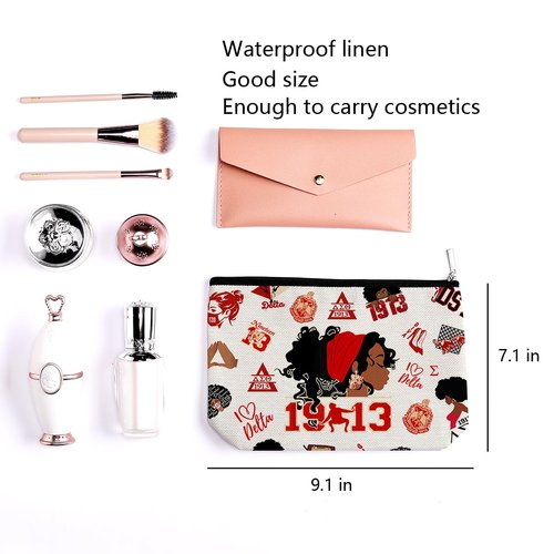 LONGXIN Sorority Gifts for Women Make up Bag Paraphernal Gifts Delta Cosmetic Bag Gift Makeup Zipper Pouch Bag