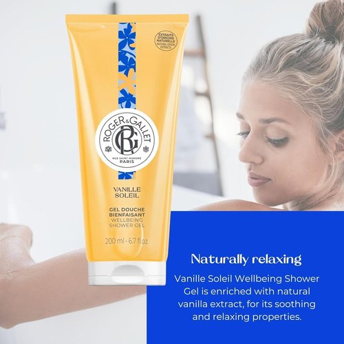 Roger & Gallet | Vanilla Shower Gel | Gentle Plant-Based Formula in 6.6 oz Tube