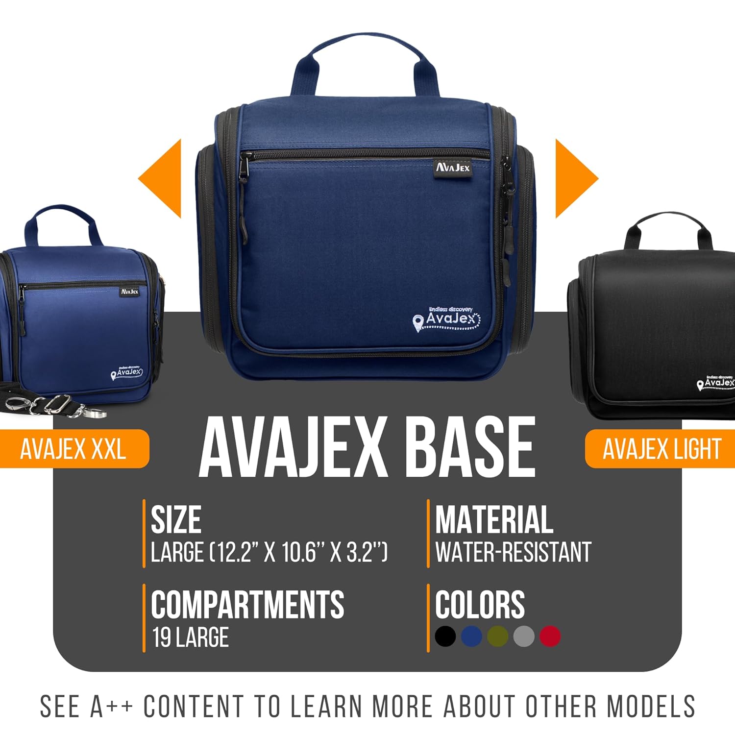 Travel Toiletry Bag | Large Waterproof Organizer for Men & Women - 19 Compartments, 10.6”x10.6”x3.2”