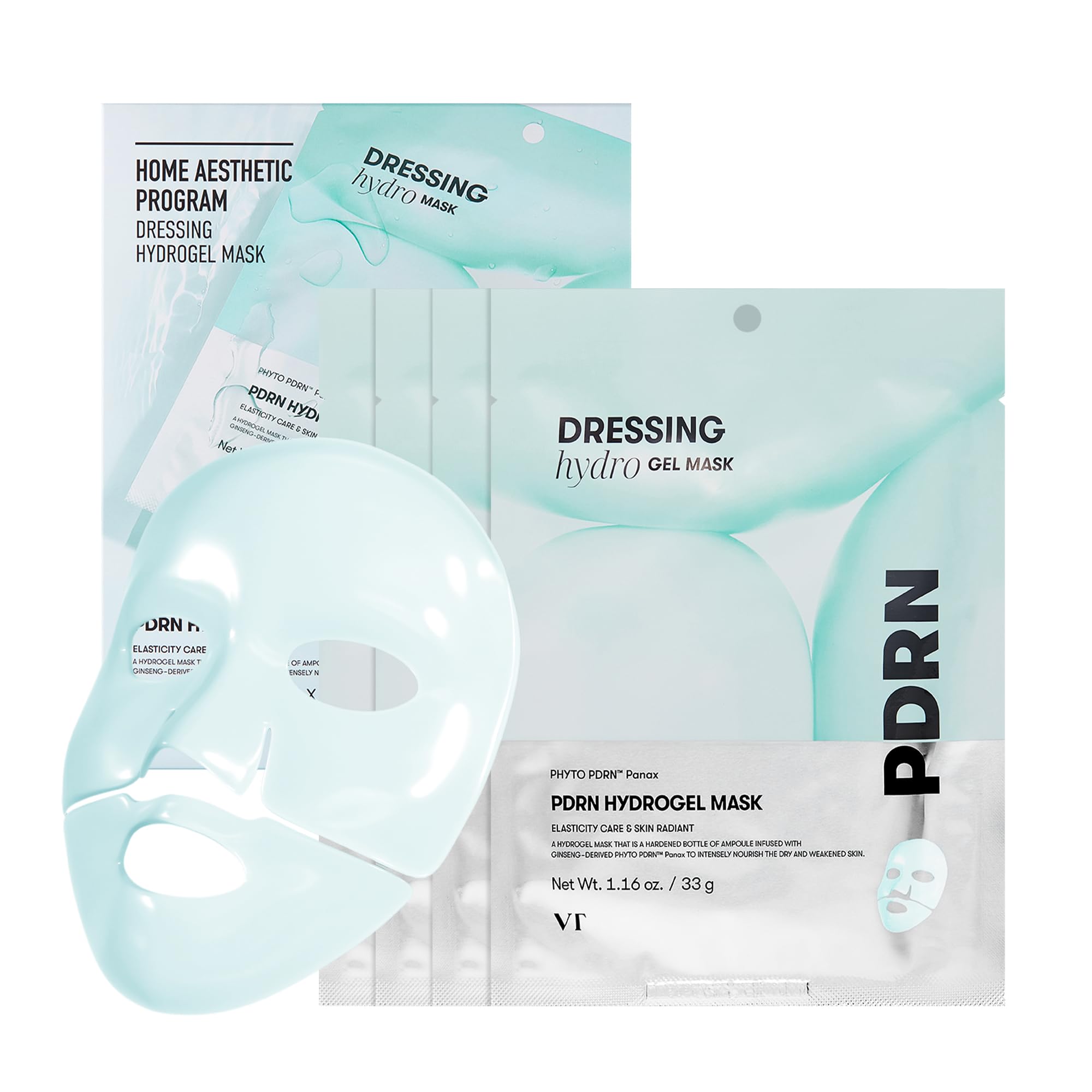 VT COSMETICS PDRN Hydrogel Mask(33gx4ea), Intensive Nourishing & Rejuvenating Overnight Mask, Skin Repair, Elasticity Boost, Hydrating & Plumping, Korean Skincare, Valentines Day Gifts