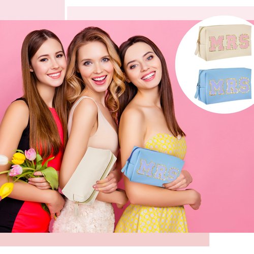 Cunno 24 Pcs Makeup Bag Bulk PU Leather Cosmetic Bag Makeup Pouch Plain Cosmetic Pouch Waterproof Toiletry Bags for Traveling Travel Purse Cosmetic Organizer (Morandi)
