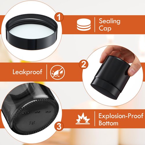Norme 48 Pcs 4 oz Glass Jars with Lids Leakproof Round Airtight Empty Cosmetic Jars with Inner Liners Lid for Storing Lotions Powder Ointments Candle Making Tins (Black)