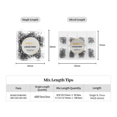 Premade Eyelash Extensions - 600 Fans, 10D, Volume Lash, 0.07 Thickness, D Curl, Mix 8-15mm Fluffy Soft Handmade Loose Fan