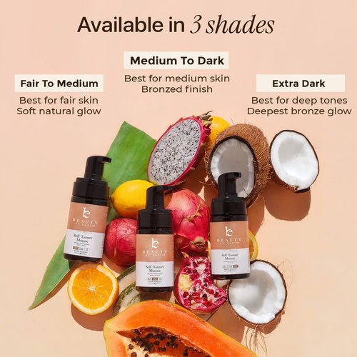 Self Tanner Mousse - USA Made with Natural & Organic Ingredients, Self Tanning Mousse for Dark Fake Tan, Sunless Tanner, Clear & Non Toxic Tanning Foam for Streak Free Finish & Natural Glow