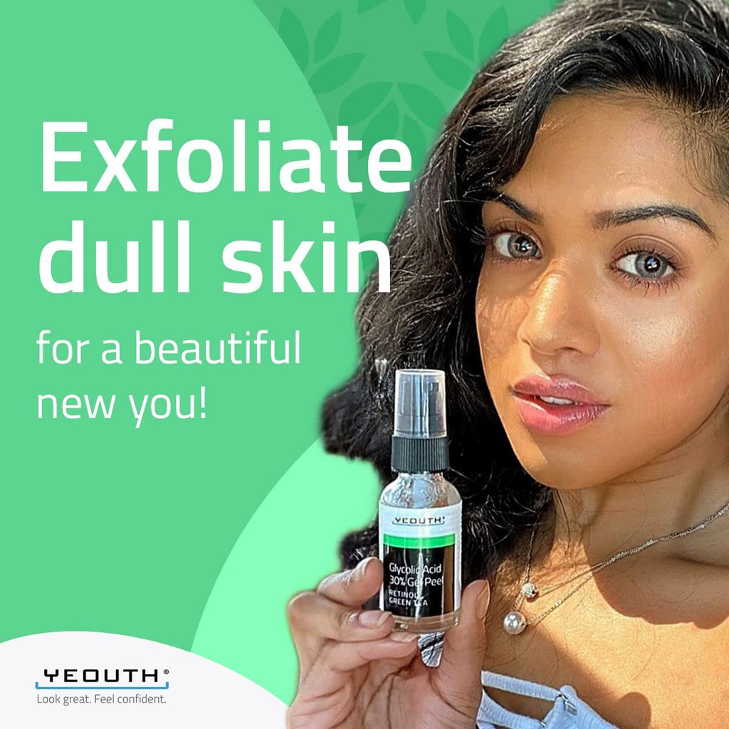 YEOUTH Glycolic Acid Peel - At-Home Chemical Exfoliator with 30% AHA & Retinol | Refresh & Smooth Skin 1oz