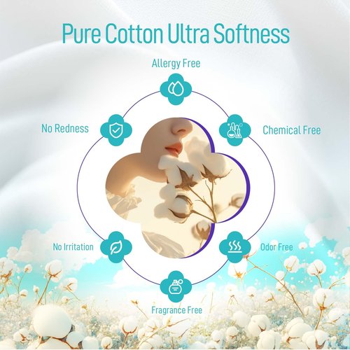 PureSoftness Luxuriously Soft Disposable Face Towel, 100% Cotton, Extra Large 12" x 10" Ultra Soft Dry Wipe for Face Wash, Makeup Remover, Bio-Based Towelette for Sensitive Skin 80 Count (1 Pack)