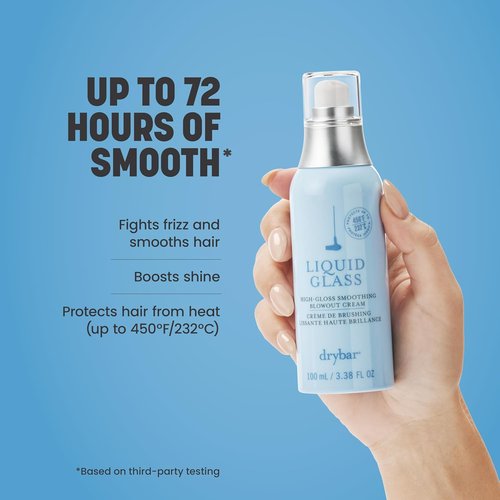Drybar Liquid Glass Blowout Cream - High-Gloss Smoothing Formula | Reduces Frizz & Enhances Shine | Heat Protectant Up to 450°F