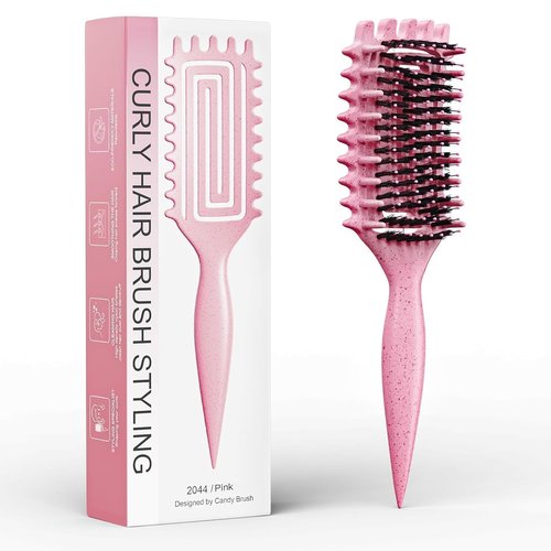 Skiennix Curl Defining Brush - Lightweight Candy Brush for Shaping Curly Hair | Suitable for All Hair Types (Pink)