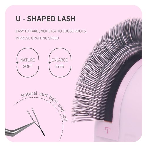 ANNAFRIS U Shape YY Eyelash Extension Makeup Mesh Net Cross 2D Y Shape Premade Fans Lash Extensions Hand Woven Natural Soft Faux Mink False Lashes (0.07 D,8-15mm Mix)