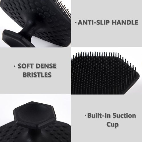 Silicone Face Scrubber - 2 Pack Face Exfoliator Scrub- Handheld Gentle Facial Cleansing for Sensitive, Dry Skin, Exfoliating Faceial Scrubber Tool for Men and Women(Black-2 Pack)