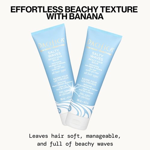 Pacifica Salty Waves Beach Hair Balm - Texturizing Formula for Effortless Beachy Waves | 4 oz