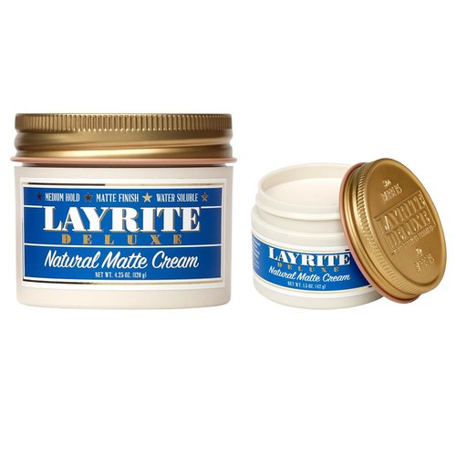 Layrite Deluxe Natural Matte Cream - 4.25 oz & 1.5 oz | Perfect for Effortless Styling