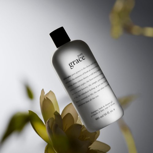 Philosophy Pure Grace Shampoo - Luxurious Shower Gel & Bubble Bath, 16 oz | Refreshing Cleanse