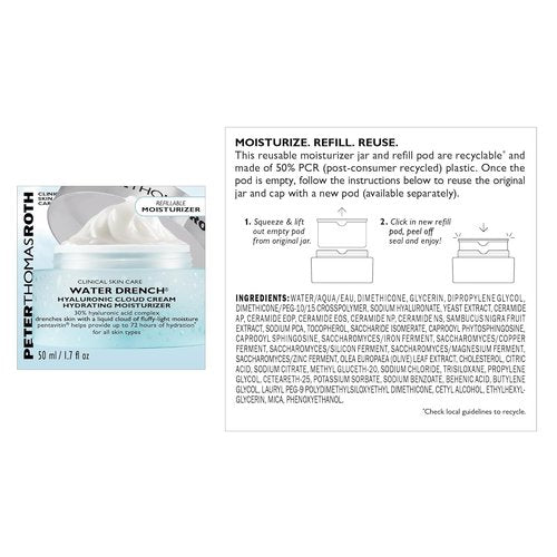 Peter Thomas Roth | Water Drench® Hyaluronic Cloud Cream - Hydrating Moisturizer for All Skin Types, Fragrance-Free