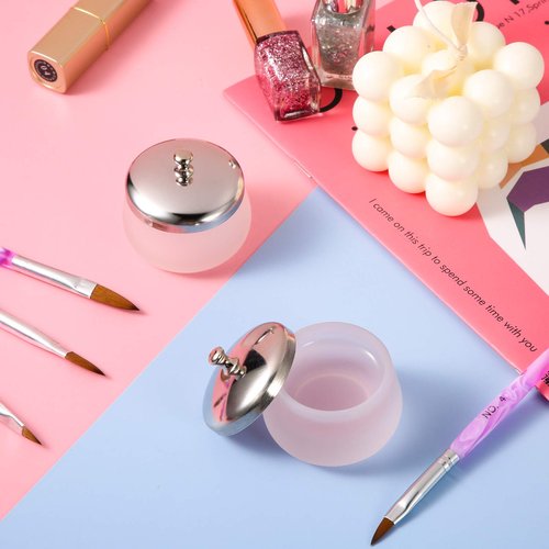 2 Pieces Matte Crystal Glass Nail Art Dappen Dish Nail Art Acrylic Liquid Powder Dappen Dish Container Holder for Acrylic Powder Liquid Styling Tool