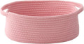 JMvicyroam Woven Basket - Small Rope Storage Bin with Handles for Organizing Shelves & Closets | Pink Gift Basket for Toys & Books