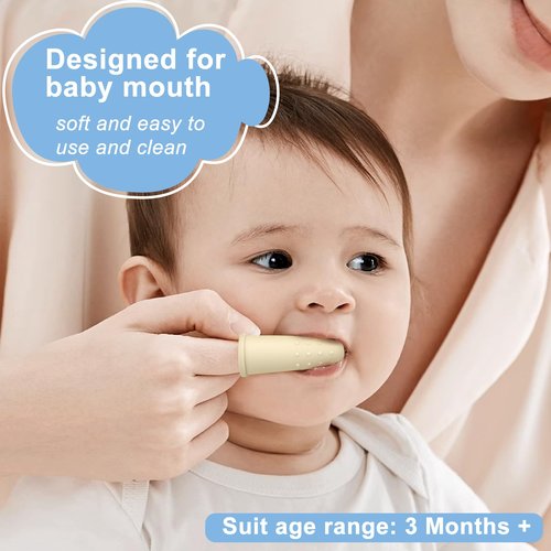 Bassion Baby Toothbrush Set, 6 Pcs Soft Infant Finger Toothbrush with 6 Boxes, Newborns Toddler Silicone Baby Tooth Brush 0-6 Months 6-12 Months