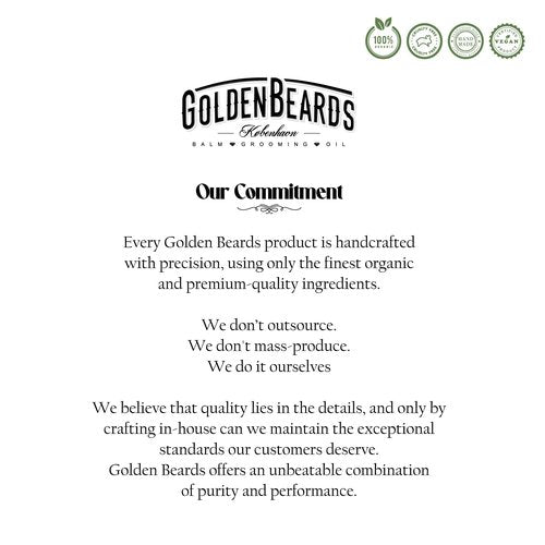 Golden Beards Organic Beard Balm Arctic – Shea, Cocoa & Beeswax Blend with Peppermint, Tea Tree & Orange Scent – 60ml Vegan Handmade Styling Balm for Beard Hydration & Freshness, Handmade in Denmark.