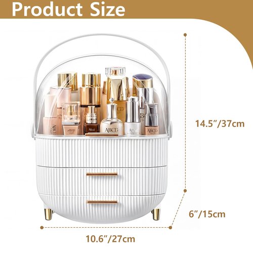 NestOrganix Makeup Organizer Skincare Organizers - Cosmetic Display Cases with Transparent Cover, SkinCare Organizers for Bathroom Countertop, Bedroom Vanity Desk, Lipstick Organizer, White