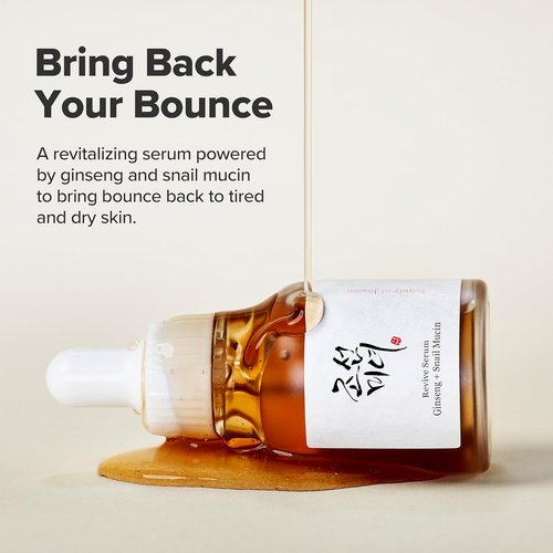 Beauty of Joseon Revive Snail Mucin Ginseng Serum - Hydrating Peptide Facial Moisturizer for Dark Spots & Acne Scars | 30ml