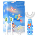 ELOTAME Kids Electric Toothbrushes u Shaped - Rechargeable Rocket Toothbrush, Electric Toothbrushes for Boys Age 2-6 2 Mins Timer, 6 Modes, 4 Brush Heads.