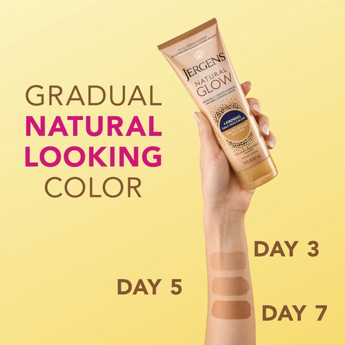 Jergens Natural Glow Firming Self Tanner Body Lotion - Sunless Tanning Moisturizer for Fair to Medium Skin Tone | 7.5 Fl Oz