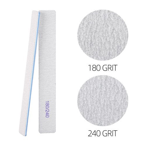 100 Pcs 180/240 Grit Nail Files for Arylic and Natural Nails, Double Sided Manicure Buffing Files