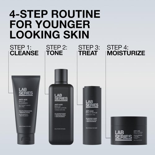 Lab Series Men's Max LS Water Lotion Toner - Moisturizing Essence Face Toner with Hyaluronic Acid and Caffeine - Skin Care for Men, 6.7 Fl Oz