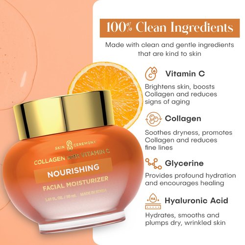 Skin Ceremony Collagen & Vitamin C Nourishing Moisturizer - Reduces Wrinkles & Fine Lines, Smooths Skin - Dermatologist Tested, Clean Beauty, Korean Skin Care - 1.69 FL.OZ. (2 Pack)