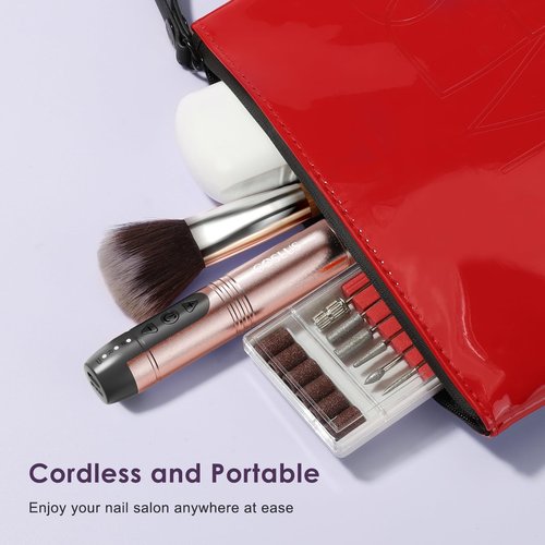 COSLUS C20 Cordless Nail Drill Electric File: Professional for Acrylic Gel Dip Powder Nails Portable Nail Drill Machine Kit for Manicure Pedicure Nail Set with Everything Rechargeable Lightweight