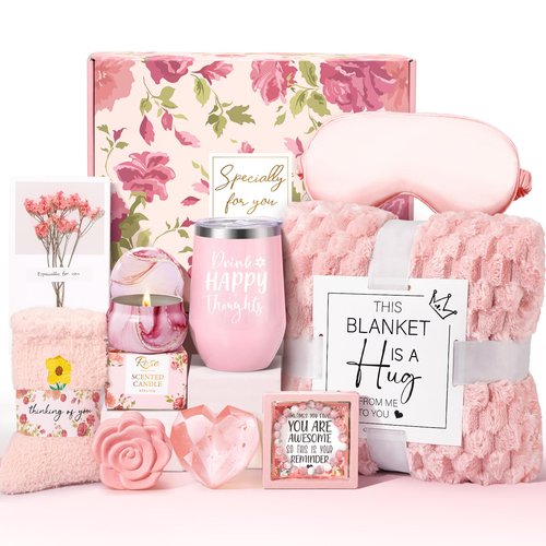 Birthday Gifts for Women Friendship, Unique Gift Baskets for Women, Best Friend Birthday Gifts, Self Care Gift Get Well Soon Basket, Care Package for Mom Her BFF Sister Wife Girlfriend
