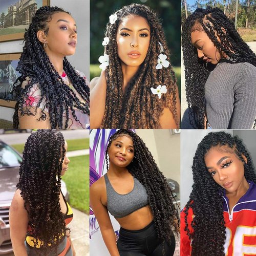Dorsanee Ombre Chocolate Brown Passion Twist Hair 22 Inch 7 Packs Water Wave Crochet Hair Long Bohemian Curly Braiding Hair for Butterfly Locs, Faux Locs, Boho Style Spring Twist Crochet Braids (T33#)