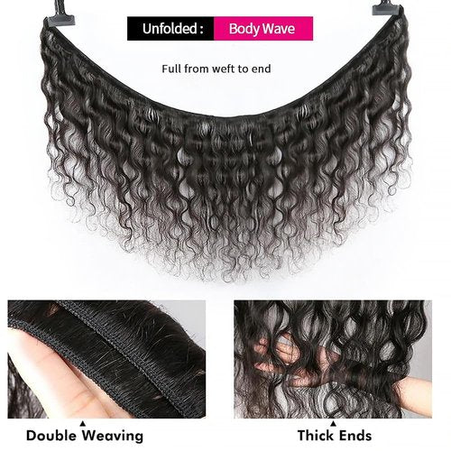 Body Wave Human Hair Bundles 18 20 22 Inch 1B Color Natural Black Bundles Human Hair 12A Unprocessed Native Virgin Hair 100/PC 3 Extensions Wet and Wavy Human Hair Extensions for Women