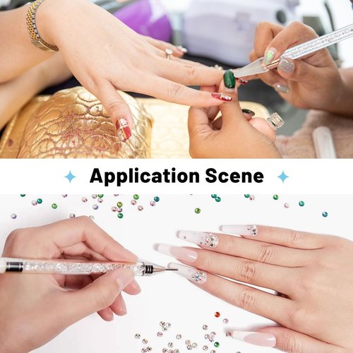beinkmake 6Pcs Beadable Rhinestone Picker Dotting Pen Rhinestone Adding Dual-ended Beadable Handle DIY Nail Art Decoration Tool for Pick Up and Place Gems Crystals