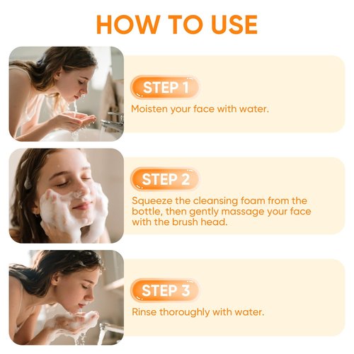 femani 2pcs Glow Wash Turmeric Face Wash With Brush, Deep Cleansing Exfoliating Foaming Facial Cleanser, Improve Skin Condition