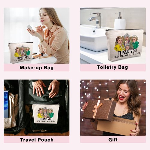 Golden Girls Merchandise Golden Birthday Gifts Friends TV Show Gifts Cosmetic Bag Friendship Gift for Women Friends Fans Sister Bestie BFF Girls Thank You for Being a Friend Funny Zipper Pouch