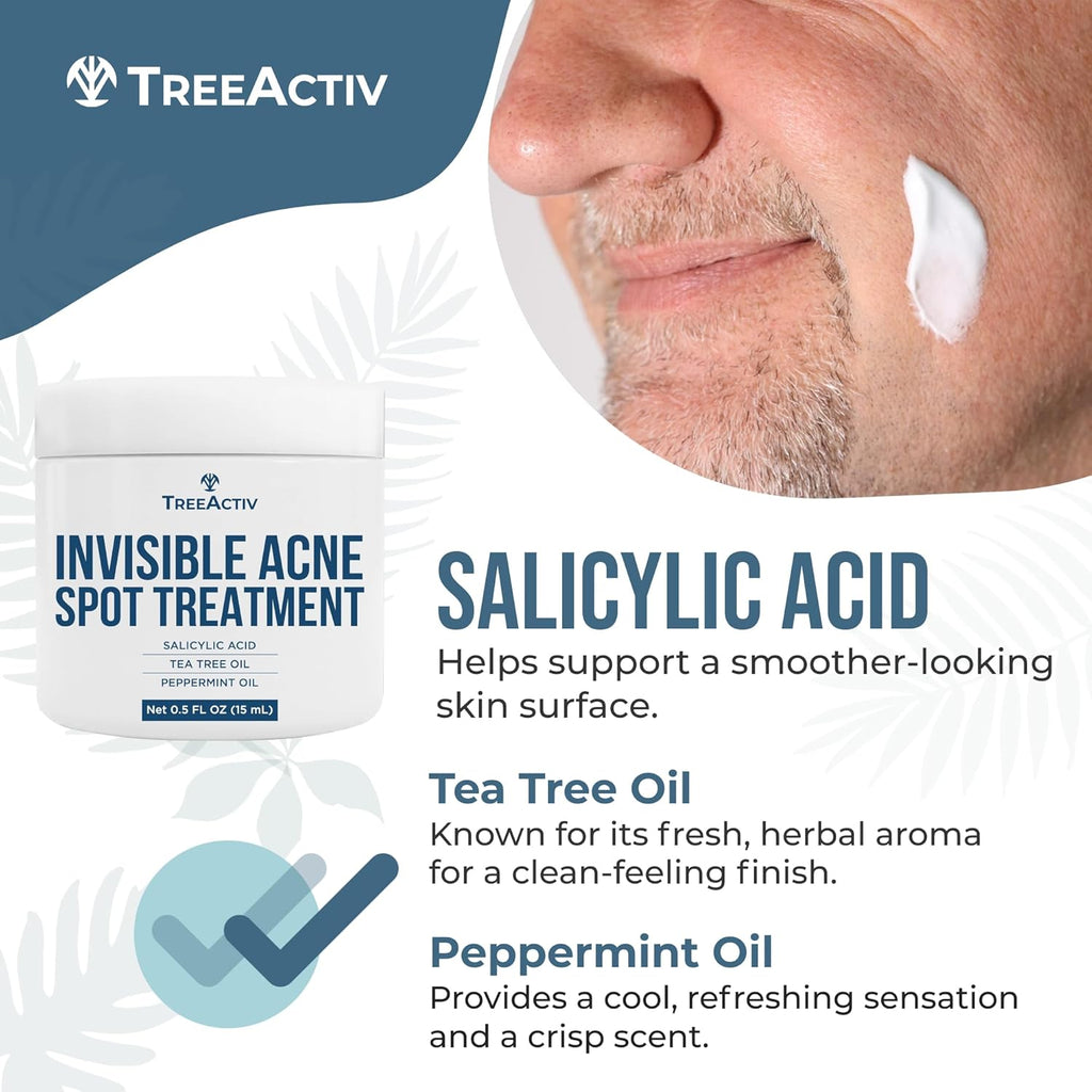 TreeActiv Acne Spot Cream - Clear-Drying Formula with Salicylic Acid & Tea Tree Oil | 150+ Uses for Acne-Prone Skin