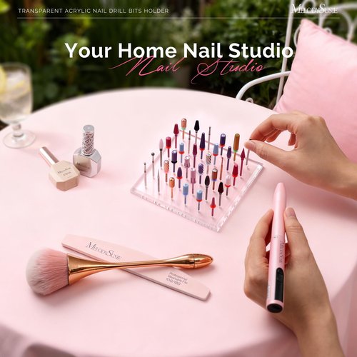 MelodySusie Nail Drill Bits Holder with 36 Holes, Visible Sturdy and Compatible with 3/32" Acrylic Drill Bit Organizer and Storage for Salon & Home, Square（not include bits）