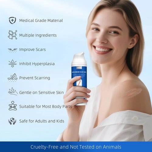 Silicone Scar Gel for Old and New Scars, Stretch Marks & Acne Scar Removal, Advanced Silicone Scar Cream for Surgical, Burn, Keloid, Injury & Acne Scars, Fast Absorbing Gel, 1.76 oz (50ml)