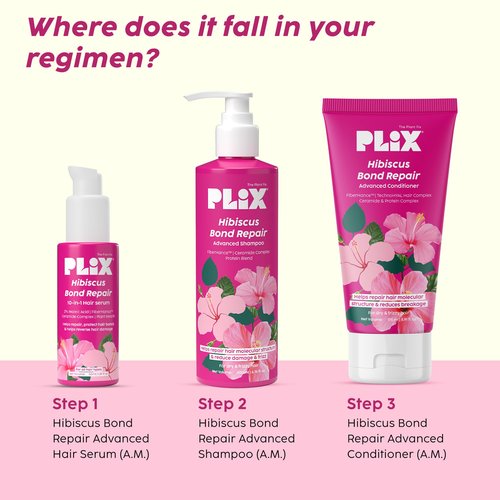 Plix Hibiscus 10-in-1 Bond Repair Hair Serum for Reduced Breakage & Nourished Strands, 1.69 fl oz