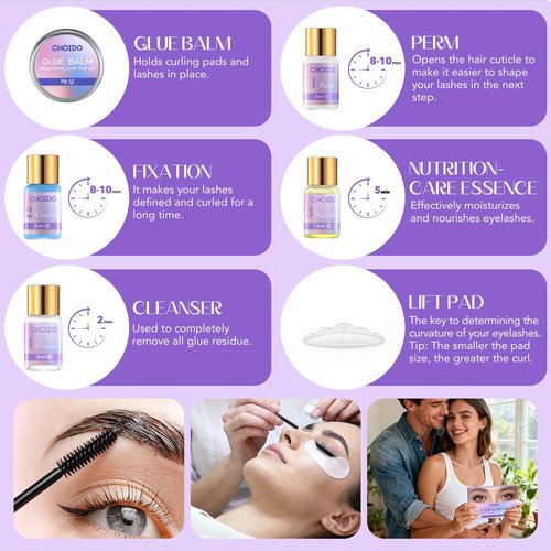 Lash Lift Kit - Eyelash Perm Kit - Eyebrow Lamination Kit, 2 in 1 Professional Eyelash Curling Lash Extension & Eyebrow Lift Kit, Eyelash Lift Kit Easy to Use for Salon & DIY Home Use, Lasts 6-8 Weeks