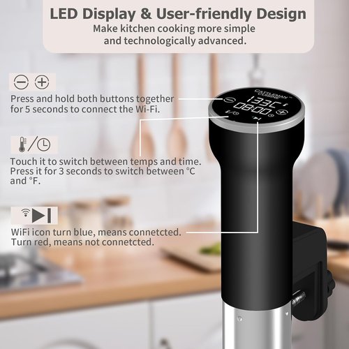 Skiennix Sous Vide Cooker - WiFi Immersion Cooking with Deep Fryer Basket | Precision Cooking