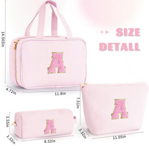 Fystdtote Easter Gifts Basket Stuffers for Teen Girls Women - Toiletry Bag Initial Makeup Bag | Travel Cosmetic Bag | 8 9 10 11 12 13 14 15 16 Years Old Girl Gifts Trendy Stuff - Pink A