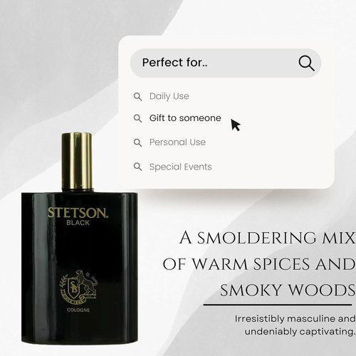 Stetson Black Cologne for Men - Invigorating Fragrance Spray | 3.4 Ounces