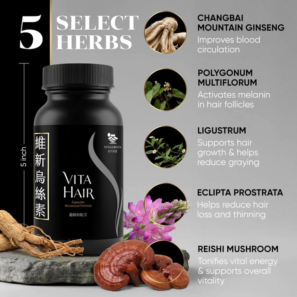 Vita Hair Growth Supplement - Micronized Formula for Healthier Hair - 100% Natural, 300 Capsules