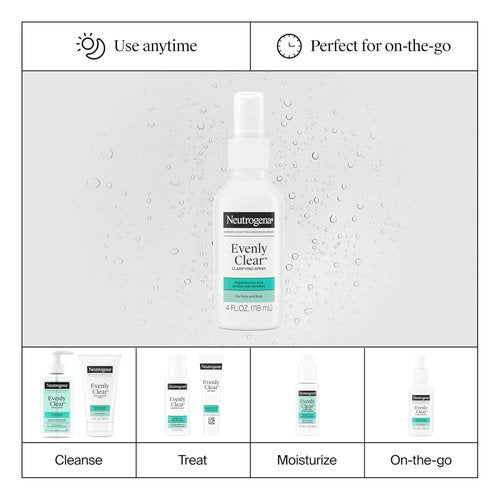 Neutrogena Evenly Clear Hypochlorous Acid Spray - Purifying Face & Body Mist for Acne-Prone Skin | 4 fl. oz