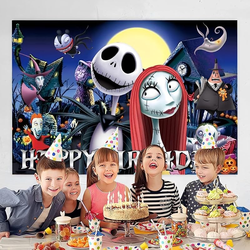 Nightmare Before Christmas Wall Decor for Kids Birthday Party 5x3ft Backdrop