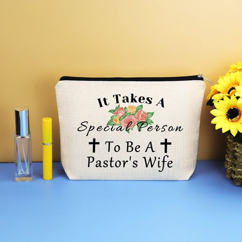 Pastor’s Wife Makeup Bag Pastor Appreciation Gifts for Women Religious Present Cosmetic Bag Christmas Birthday Present for Minister's Wife Thank You Gift Travel Toiletry Pouch